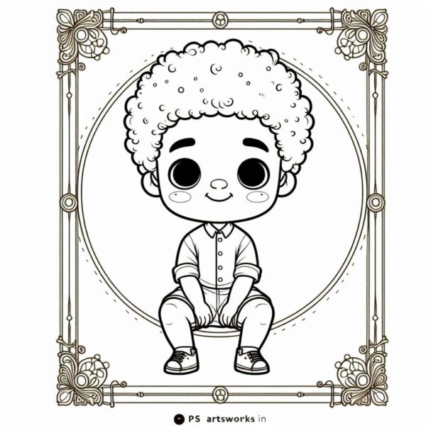 Cute Boy Colouring Page
