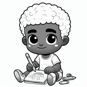 Cute Boy Colouring Page