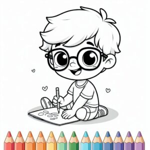 Cute Boy Colouring Page
