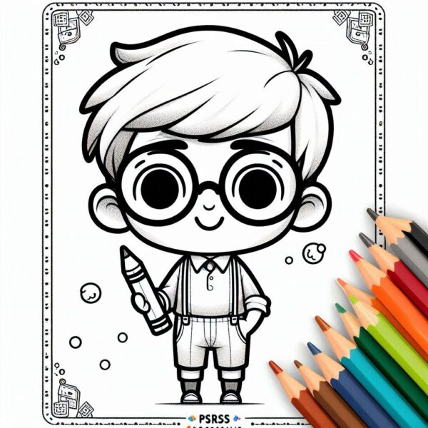 Cute Boy Colouring Page