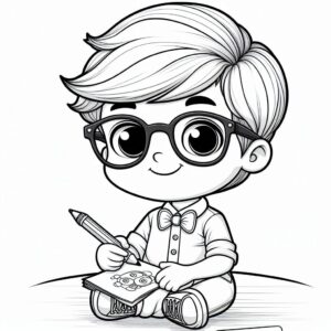 Cute Boy Colouring Page