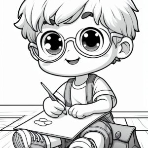 Cute Boy Colouring Page