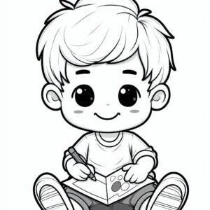 Cute Boy Colouring Page