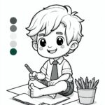 Cute Boy Colouring Page