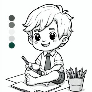 Cute Boy Colouring Page