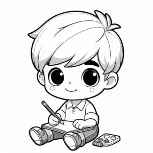 Cute Boy Colouring Page