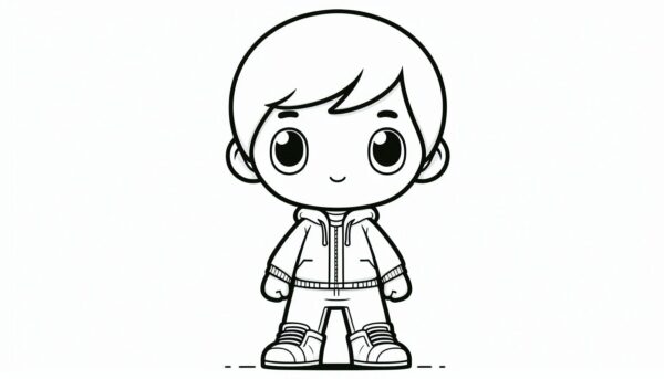 Cute Boy Colouring Page