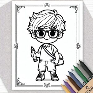 Cute Boy Colouring Page