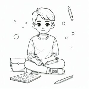 Cute Boy Colouring Page