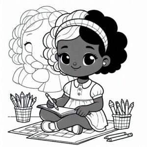 Cute Girl Colouring Page