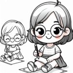 Cute Girl Colouring Page