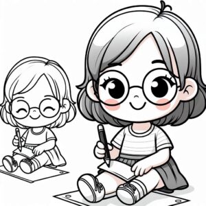 Cute Girl Colouring Page