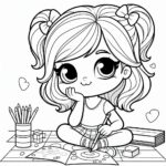 Cute Girl Colouring Page