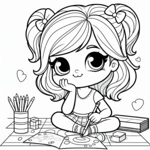 Cute Girl Colouring Page