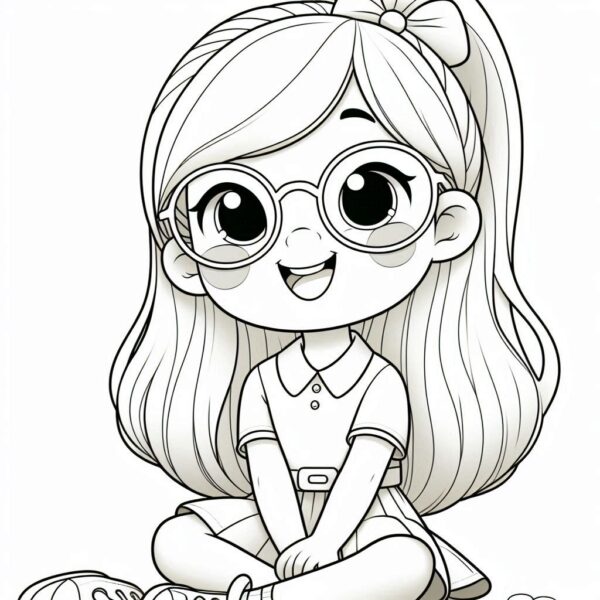 Cute Girl Colouring Page