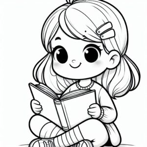 Cute Girl Colouring Page