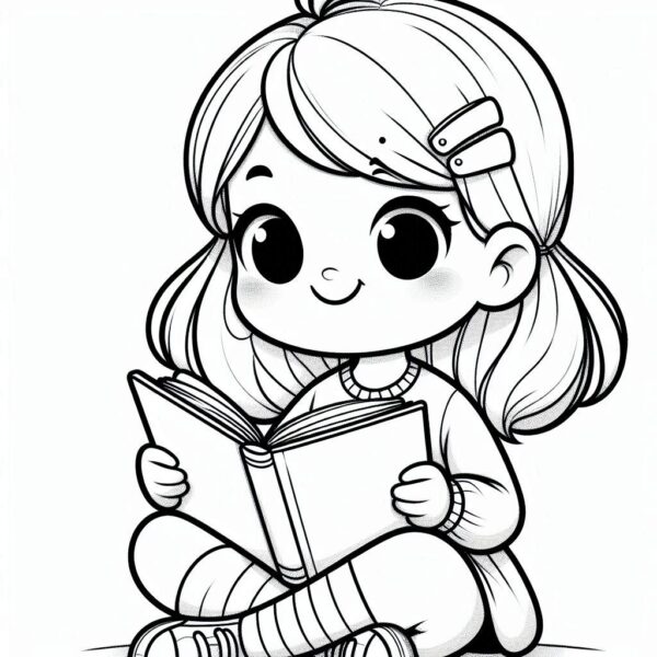 Cute Girl Colouring Page