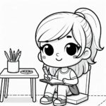 Cute Girl Colouring Page