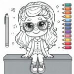 Cute Girl Colouring Page