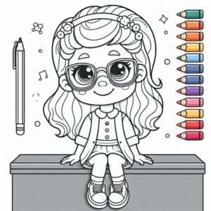 Cute Girl Colouring Page