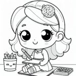 Cute Girl Colouring Page