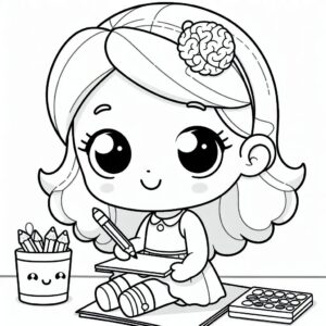 Cute Girl Colouring Page