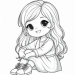 Cute Girl Colouring Page