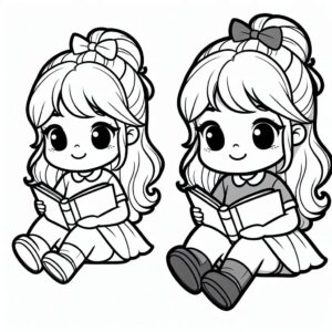 Cute Girl Colouring Page