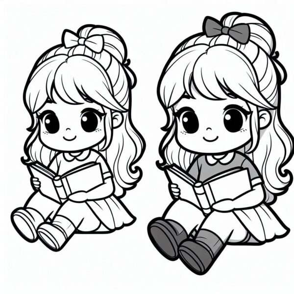 Cute Girl Colouring Page