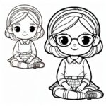 Cute Girl Colouring Page