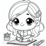 Cute Girl Colouring Page