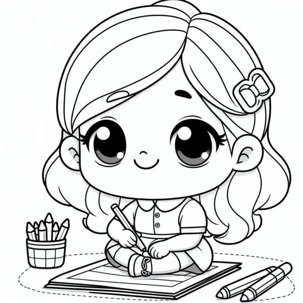 Cute Girl Colouring Page