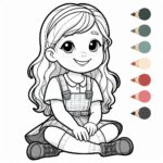 Cute Girl Colouring Page
