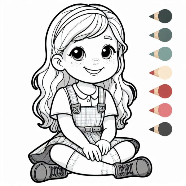 Cute Girl Colouring Page