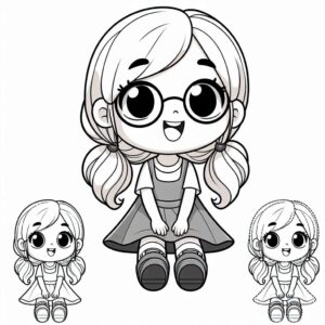 Cute Girl Colouring Page