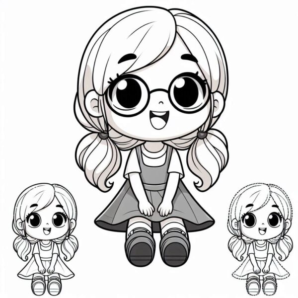 Cute Girl Colouring Page