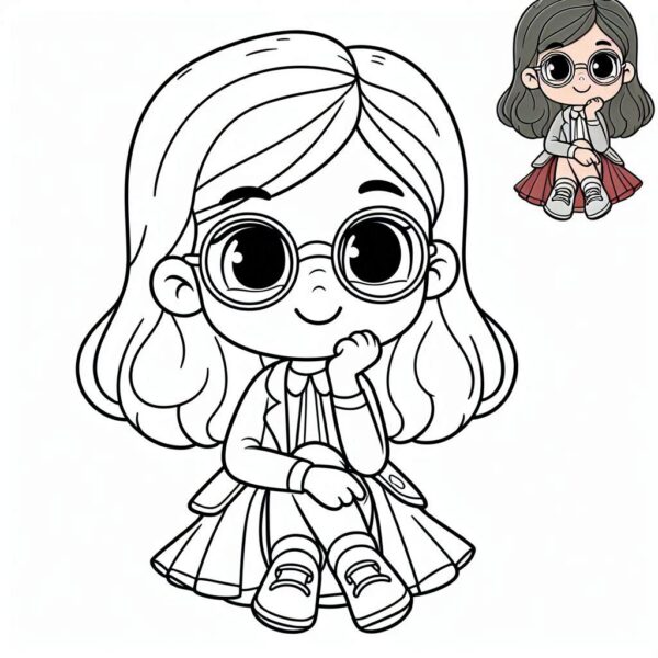 Cute Girl Colouring Page