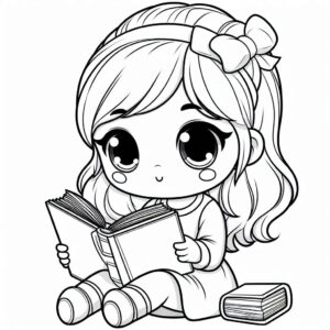 Cute Girl Colouring Page