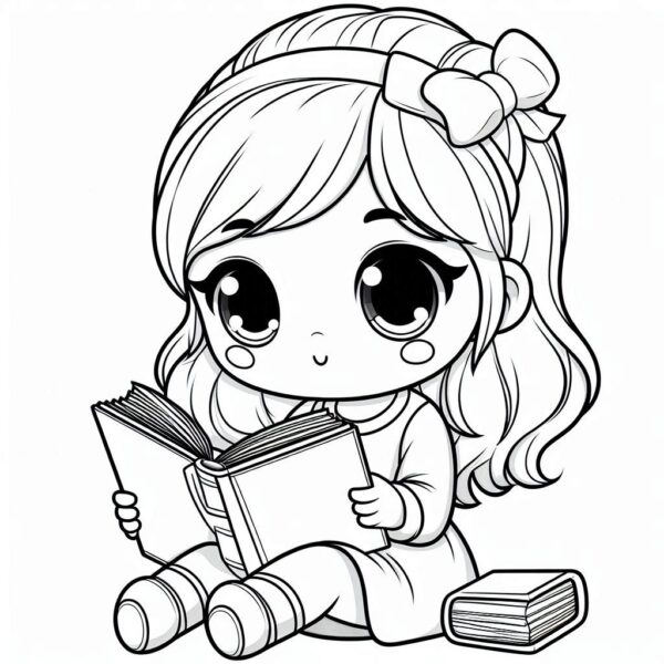 Cute Girl Colouring Page