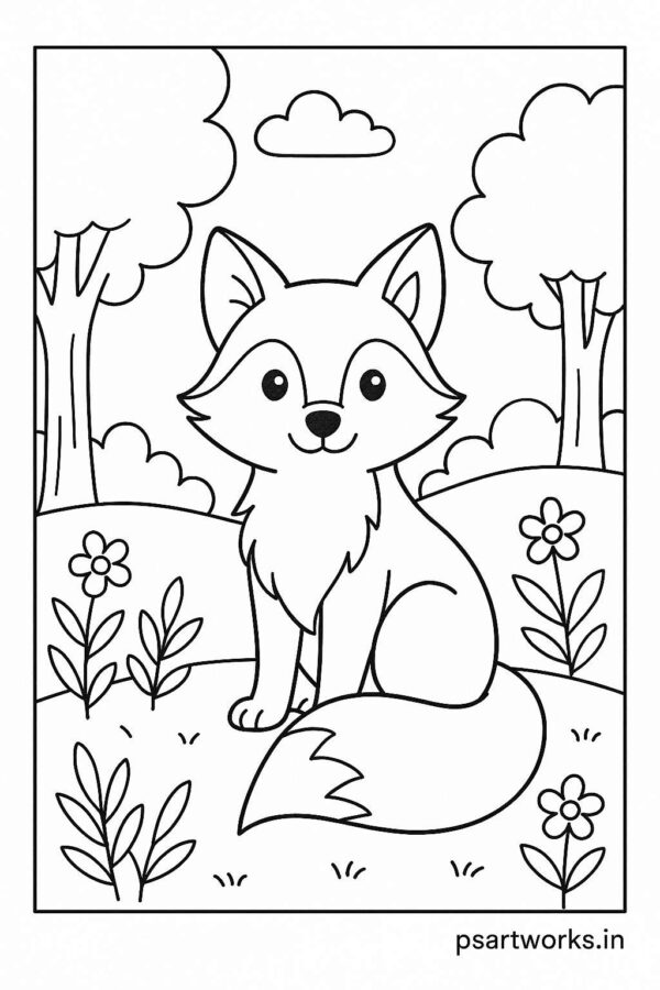 Fox Colouring Page