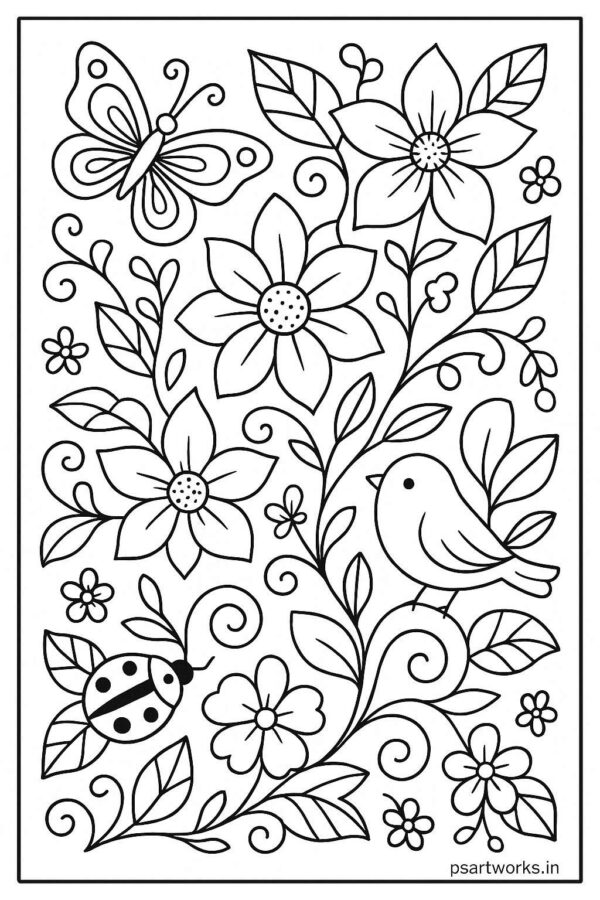 Floral Colouring Page