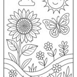 Floral Butterfly Colouring Page
