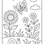 Floral Butterfly Colouring Page