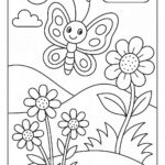 Floral Butterfly Colouring Page