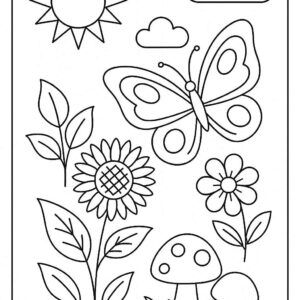 Floral Butterfly Colouring Page