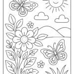 Floral Butterfly Colouring Page