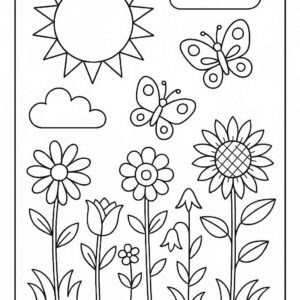 Floral Butterfly Colouring Page