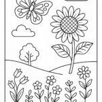 Floral Butterfly Colouring Page