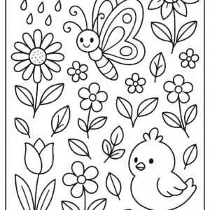 Floral Butterfly Colouring Page
