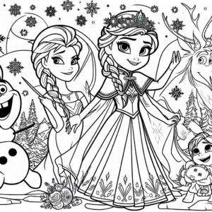 Frozen Movie Cartoon Colouring Page